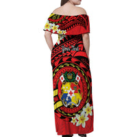Personalised Tonga Emancipation Day Family Matching Off Shoulder Maxi Dress and Hawaiian Shirt Tongan Ngatu Pattern - Red Version LT14 - Polynesian Pride