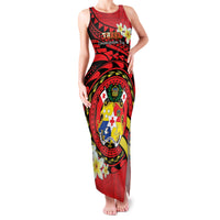Personalised Tonga Emancipation Day Family Matching Tank Maxi Dress and Hawaiian Shirt Tongan Ngatu Pattern - Red Version LT14 Mom's Dress Red - Polynesian Pride