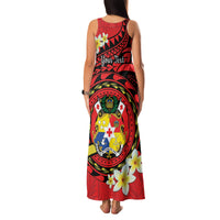 Personalised Tonga Emancipation Day Family Matching Tank Maxi Dress and Hawaiian Shirt Tongan Ngatu Pattern - Red Version LT14 - Polynesian Pride