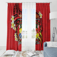 Personalised Tonga Emancipation Day Window Curtain Tongan Ngatu Pattern - Red Version