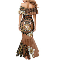 Personalised Tonga Emancipation Day Family Matching Mermaid Dress and Hawaiian Shirt Tongan Ngatu Pattern - Brown Version LT14 - Polynesian Pride