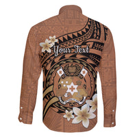 Personalised Tonga Emancipation Day Family Matching Short Sleeve Bodycon Dress and Hawaiian Shirt Tongan Ngatu Pattern - Brown Version LT14 - Polynesian Pride