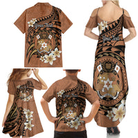 Personalised Tonga Emancipation Day Family Matching Summer Maxi Dress and Hawaiian Shirt Tongan Ngatu Pattern - Brown Version LT14 - Polynesian Pride