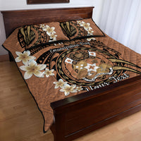 Personalised Tonga Emancipation Day Quilt Bed Set Tongan Ngatu Pattern - Brown Version