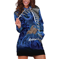New Zealand Stewart Island Hoodie Dress Rakiura Kiwi Maori Glowing Sky LT14 Blue - Polynesian Pride