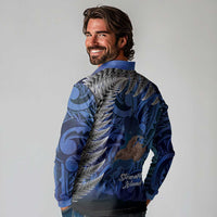 New Zealand Stewart Island Long Sleeve Polo Shirt Rakiura Kiwi Maori Glowing Sky LT14 - Polynesian Pride