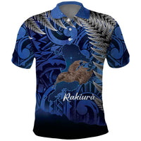 New Zealand Stewart Island Polo Shirt Rakiura Kiwi Maori Glowing Sky LT14 Blue - Polynesian Pride