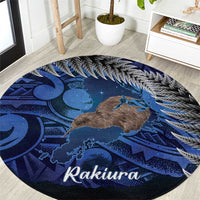 New Zealand Stewart Island Round Carpet Rakiura Kiwi Maori Glowing Sky LT14 Blue - Polynesian Pride