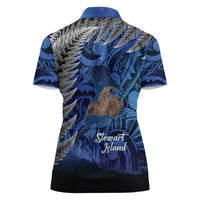 New Zealand Stewart Island Women Polo Shirt Rakiura Kiwi Maori Glowing Sky LT14 - Polynesian Pride