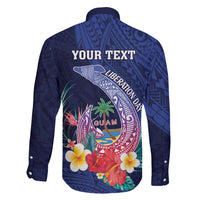 Personalised Guam Liberation Day Family Matching Short Sleeve Bodycon Dress and Hawaiian Shirt Happy 80th Anniversary Fish Hook Mix Tropical Flowers LT14 - Polynesian Pride