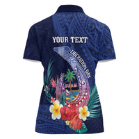 Personalised Guam Liberation Day Women Polo Shirt Happy 80th Anniversary Fish Hook Mix Tropical Flowers LT14 - Polynesian Pride