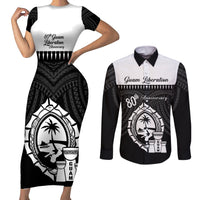 Guam Liberation Day Couples Matching Short Sleeve Bodycon Dress and Long Sleeve Button Shirt Biba Guahan Chamorro 80th Anniversary - Black LT14 Black - Polynesian Pride