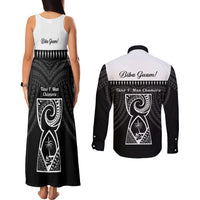 Guam Liberation Day Couples Matching Tank Maxi Dress and Long Sleeve Button Shirt Biba Guahan Chamorro 80th Anniversary - Black LT14 - Polynesian Pride