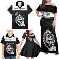 Guam Liberation Day Family Matching Off Shoulder Maxi Dress and Hawaiian Shirt Biba Guahan Chamorro 80th Anniversary - Black LT14 - Polynesian Pride