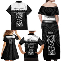 Guam Liberation Day Family Matching Off Shoulder Maxi Dress and Hawaiian Shirt Biba Guahan Chamorro 80th Anniversary - Black LT14 - Polynesian Pride