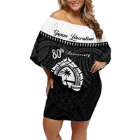 Guam Liberation Day Family Matching Off Shoulder Short Dress and Hawaiian Shirt Biba Guahan Chamorro 80th Anniversary - Black LT14 Mom's Dress Black - Polynesian Pride