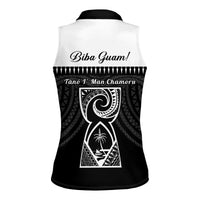 Guam Liberation Day Women Sleeveless Polo Shirt Biba Guahan Chamorro 80th Anniversary - Black LT14 - Polynesian Pride