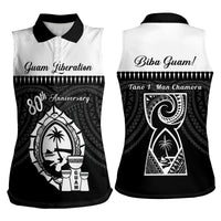 Guam Liberation Day Women Sleeveless Polo Shirt Biba Guahan Chamorro 80th Anniversary - Black LT14 - Polynesian Pride