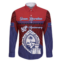 Guam Liberation Day Family Matching Mermaid Dress and Hawaiian Shirt Biba Guahan Chamorro 80th Anniversary - Blue LT14 Dad's Shirt - Long Sleeve Blue - Polynesian Pride