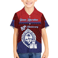 Guam Liberation Day Family Matching Off The Shoulder Long Sleeve Dress and Hawaiian Shirt Biba Guahan Chamorro 80th Anniversary - Blue LT14 Son's Shirt Blue - Polynesian Pride