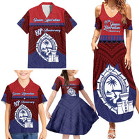 Guam Liberation Day Family Matching Summer Maxi Dress and Hawaiian Shirt Biba Guahan Chamorro 80th Anniversary - Blue LT14 - Polynesian Pride