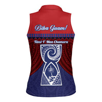 Guam Liberation Day Women Sleeveless Polo Shirt Biba Guahan Chamorro 80th Anniversary - Blue LT14 - Polynesian Pride