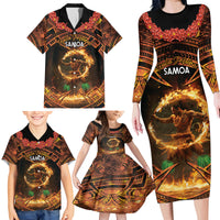 Samoa Teuila 2024 Festival Family Matching Long Sleeve Bodycon Dress and Hawaiian Shirt Samoan Siva Afi With Red Gingers LT14 - Polynesian Pride