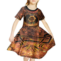 Samoa Teuila 2024 Festival Kid Short Sleeve Dress Samoan Siva Afi With Red Gingers LT14 - Polynesian Pride