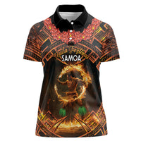 Samoa Teuila 2024 Festival Women Polo Shirt Samoan Siva Afi With Red Gingers LT14 Female Black - Polynesian Pride