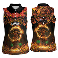 Samoa Teuila 2024 Festival Women Sleeveless Polo Shirt Samoan Siva Afi With Red Gingers LT14 - Polynesian Pride