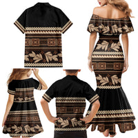 Black Samoa Siapo Teuila Flowers Family Matching Mermaid Dress and Hawaiian Shirt LT14 - Polynesian Pride