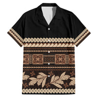 Black Samoa Siapo Teuila Flowers Family Matching Mermaid Dress and Hawaiian Shirt LT14 Dad's Shirt - Short Sleeve Black - Polynesian Pride