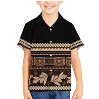 Black Samoa Siapo Teuila Flowers Family Matching Mermaid Dress and Hawaiian Shirt LT14 Son's Shirt Black - Polynesian Pride