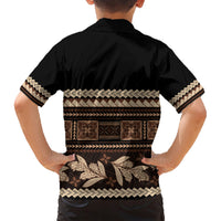 Black Samoa Siapo Teuila Flowers Family Matching Short Sleeve Bodycon Dress and Hawaiian Shirt LT14 - Polynesian Pride