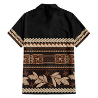 Black Samoa Siapo Teuila Flowers Family Matching Short Sleeve Bodycon Dress and Hawaiian Shirt LT14 - Polynesian Pride