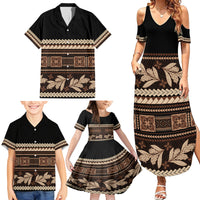 Black Samoa Siapo Teuila Flowers Family Matching Summer Maxi Dress and Hawaiian Shirt LT14 - Polynesian Pride