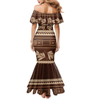 Brown Samoa Siapo Teuila Flowers Family Matching Mermaid Dress and Hawaiian Shirt LT14 - Polynesian Pride