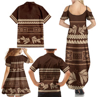 Brown Samoa Siapo Teuila Flowers Family Matching Summer Maxi Dress and Hawaiian Shirt LT14 - Polynesian Pride