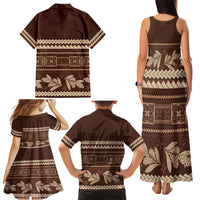Brown Samoa Siapo Teuila Flowers Family Matching Tank Maxi Dress and Hawaiian Shirt LT14 - Polynesian Pride
