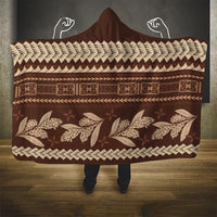 Brown Samoa Siapo Teuila Flowers Hooded Blanket