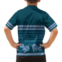 Dark Cyan Samoa Siapo Teuila Flowers Family Matching Summer Maxi Dress and Hawaiian Shirt LT14 - Polynesian Pride