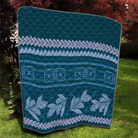 Dark Cyan Samoa Siapo Teuila Flowers Quilt