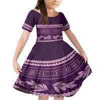 Purple Samoa Siapo Teuila Flowers Family Matching Mermaid Dress and Hawaiian Shirt LT14 Daughter's Dress Purple - Polynesian Pride