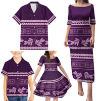 Purple Samoa Siapo Teuila Flowers Family Matching Puletasi and Hawaiian Shirt LT14 - Polynesian Pride