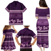 Purple Samoa Siapo Teuila Flowers Family Matching Puletasi and Hawaiian Shirt LT14 - Polynesian Pride