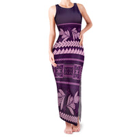 Purple Samoa Siapo Teuila Flowers Family Matching Tank Maxi Dress and Hawaiian Shirt LT14 Mom's Dress Purple - Polynesian Pride