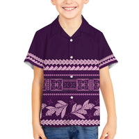 Purple Samoa Siapo Teuila Flowers Family Matching Tank Maxi Dress and Hawaiian Shirt LT14 Son's Shirt Purple - Polynesian Pride