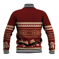 Red Samoa Siapo Teuila Flowers Baseball Jacket