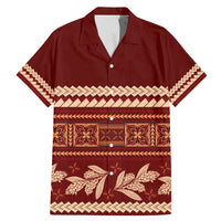 Red Samoa Siapo Teuila Flowers Family Matching Mermaid Dress and Hawaiian Shirt LT14 Dad's Shirt - Short Sleeve Red - Polynesian Pride