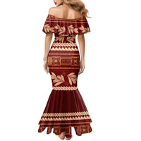 Red Samoa Siapo Teuila Flowers Family Matching Mermaid Dress and Hawaiian Shirt LT14 - Polynesian Pride